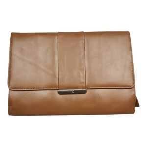 Red Envelope Jewelry Organizer Buttery Soft Tan Leather Travel Clutch Case